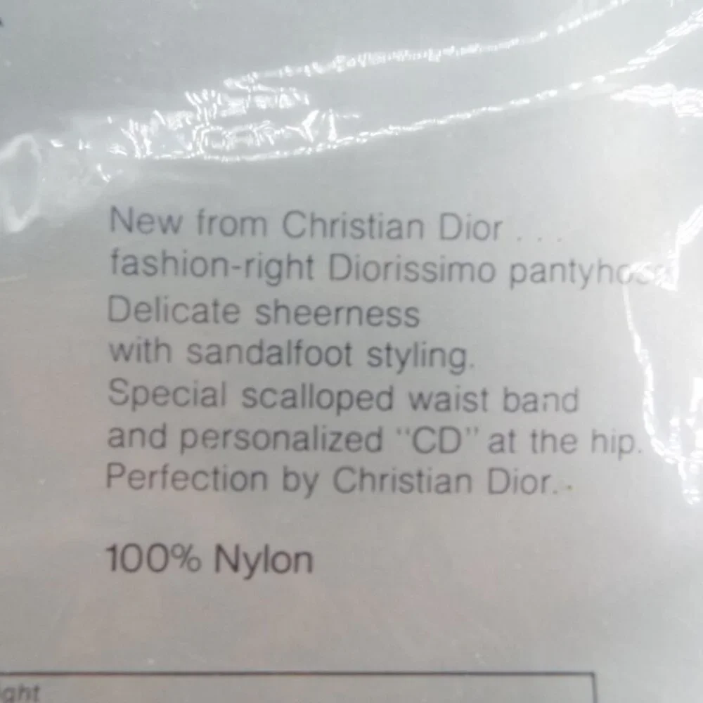 Vintage Christian Dior Diorissimo Illusion Grey Sandalfoot Pantyhose Size 2 NOS